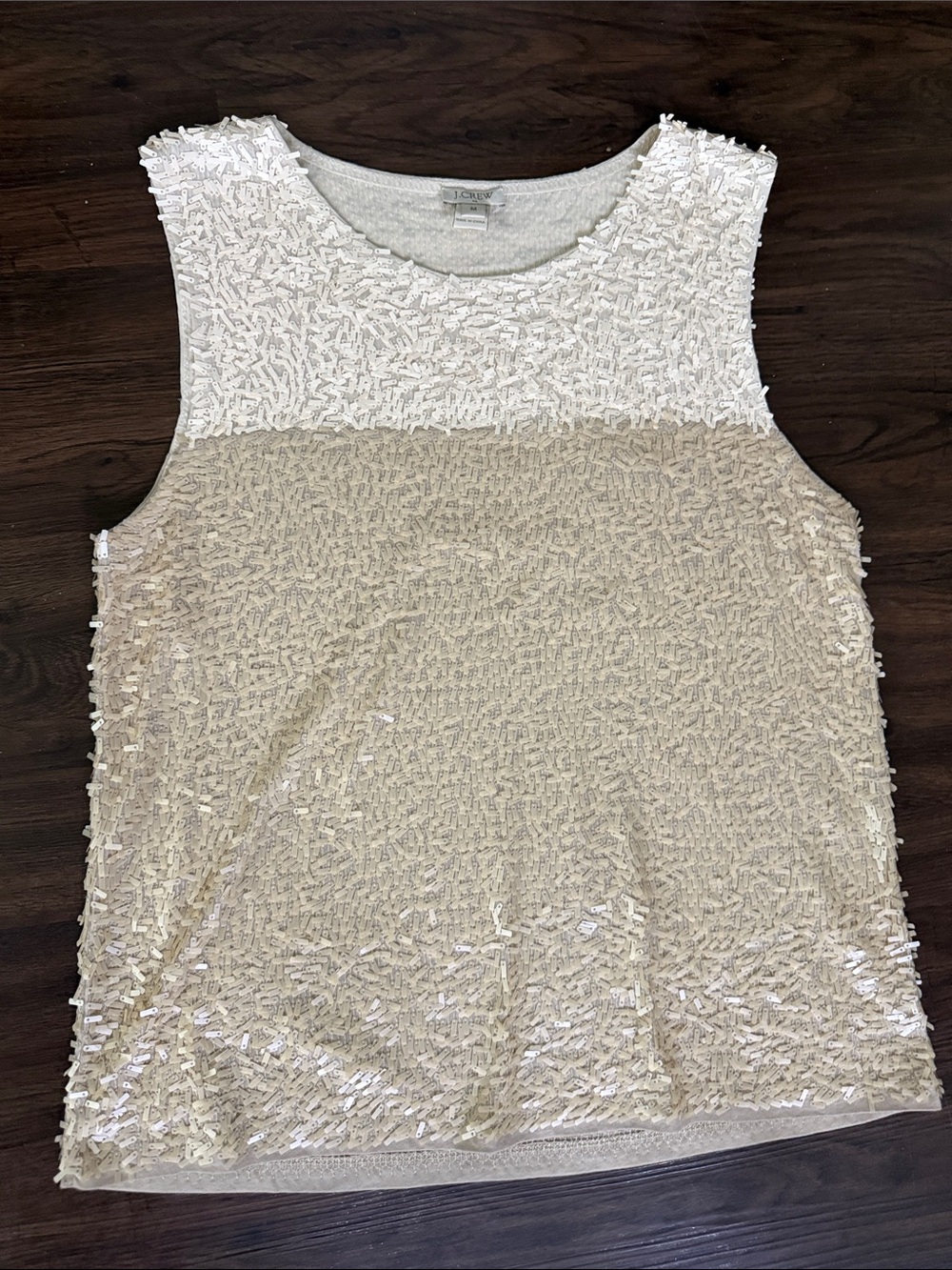 J. Crew White and Cream Sequin Tank Top